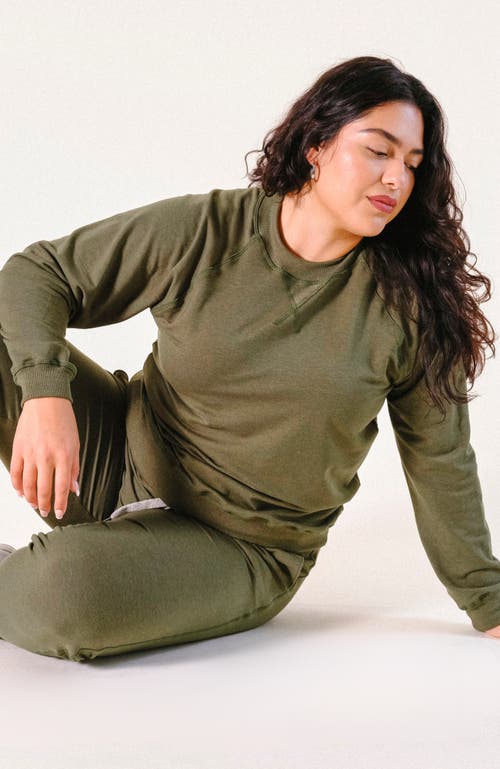 Poplinen Plus Agnes Raglan Organic Cotton + Tencel Sweatshirt In Moss