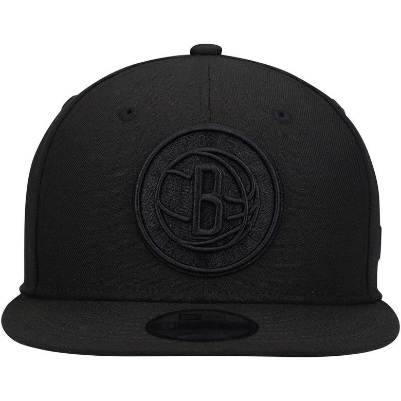 Shop New Era Brooklyn Nets Black On Black 9fifty Snapback Hat