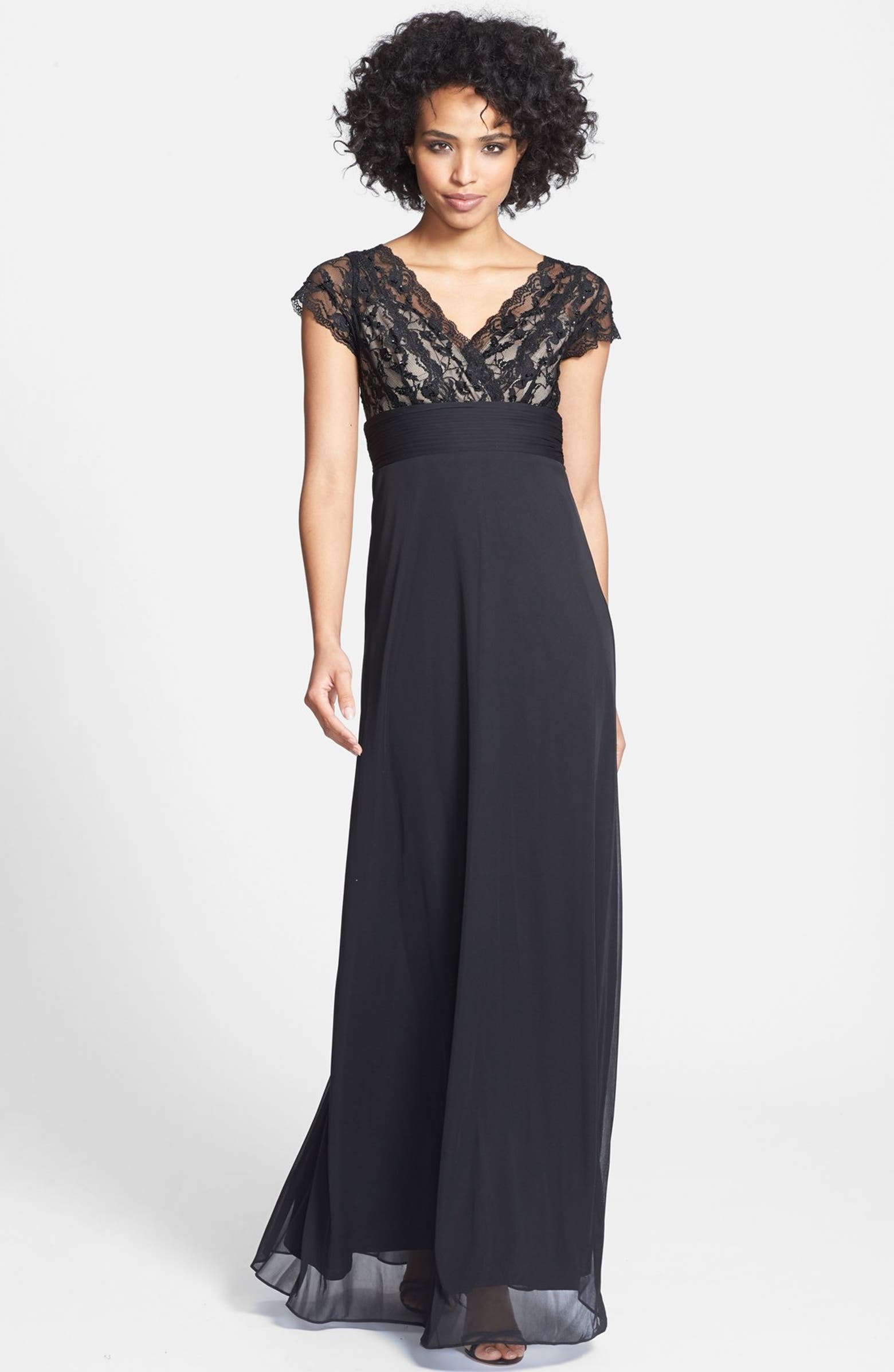 Marina Beaded Lace Bodice Surplice Gown | Nordstrom