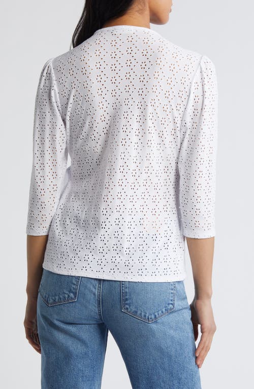 Loveappella Eyelet Wrap Top In White