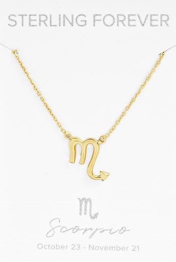 Sterling Forever 14K Yellow Gold Plated Zodiac Pendant Necklace - Scorpio | Nordstromrack