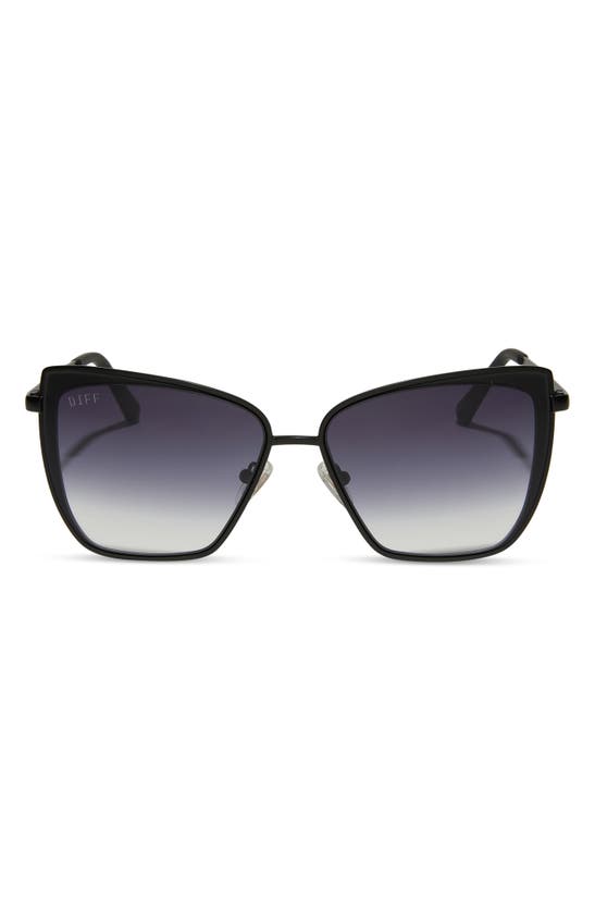 Diff Grace 58mm Cat Eye Sunglasses In Matte Black Sharp Grey