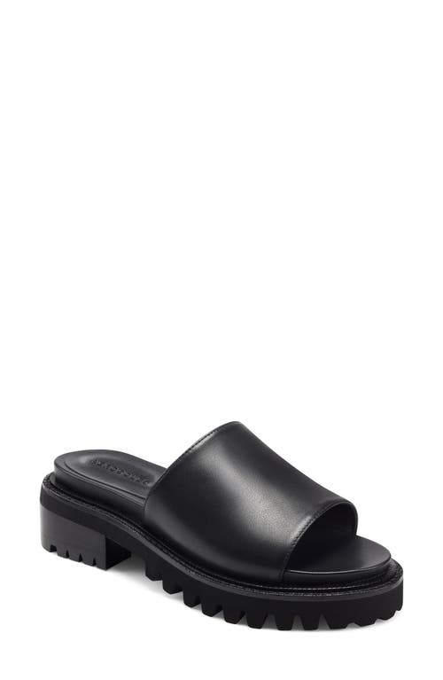 Aerosoles Lucas Lug Platform Slide Sandal in Black Leather