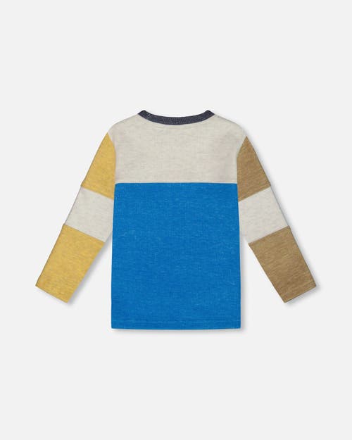 Shop Deux Par Deux Little Boy's Super Soft Colorblock Brushed Jersey T-shirt With Pocket In Blue Aster