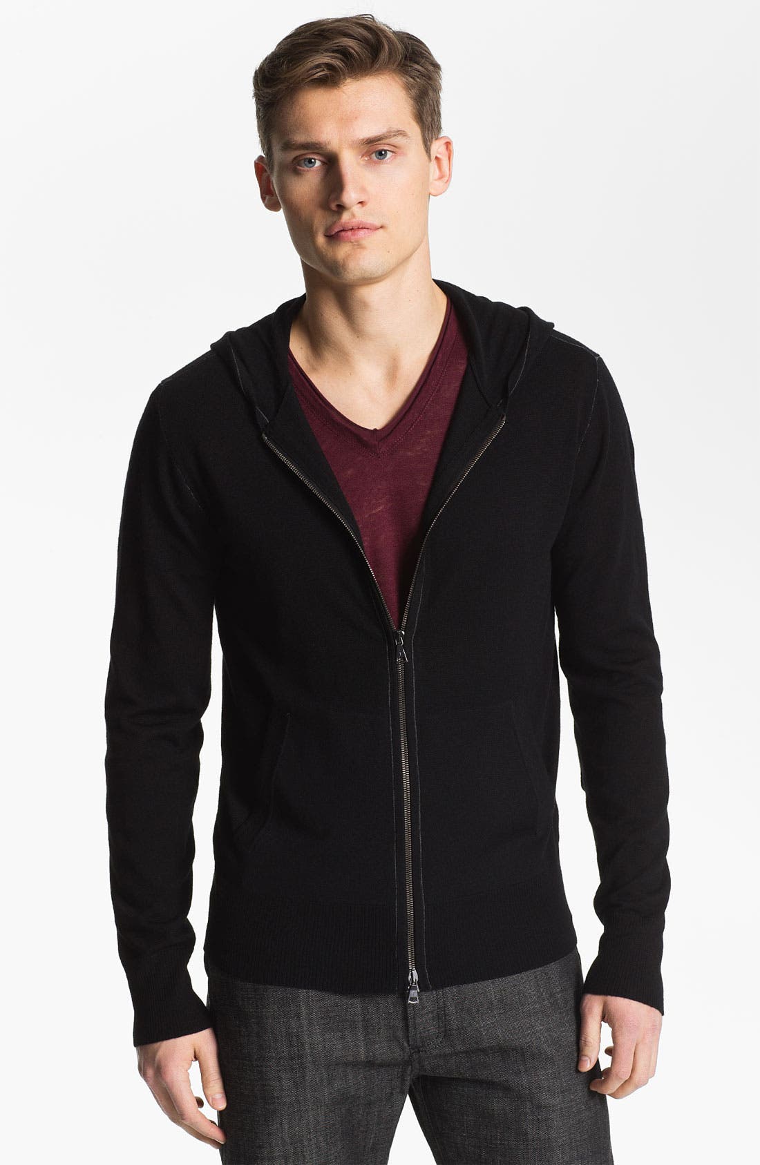 merino wool full zip hoodie