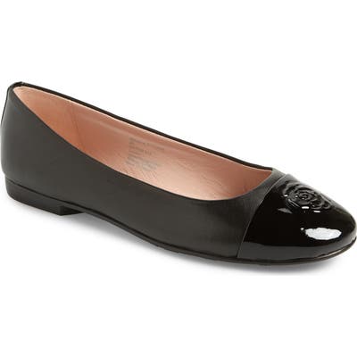 Taryn Rose Collection Adrianna Cap Toe Skimmer Flat, Black