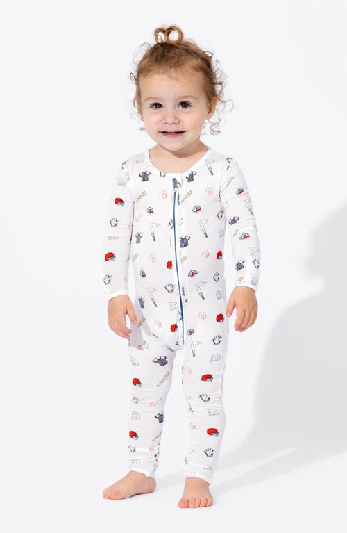 Shop Bellabu Bear Kids' Baseball Fitted Convertible One-piece Pajamas In White