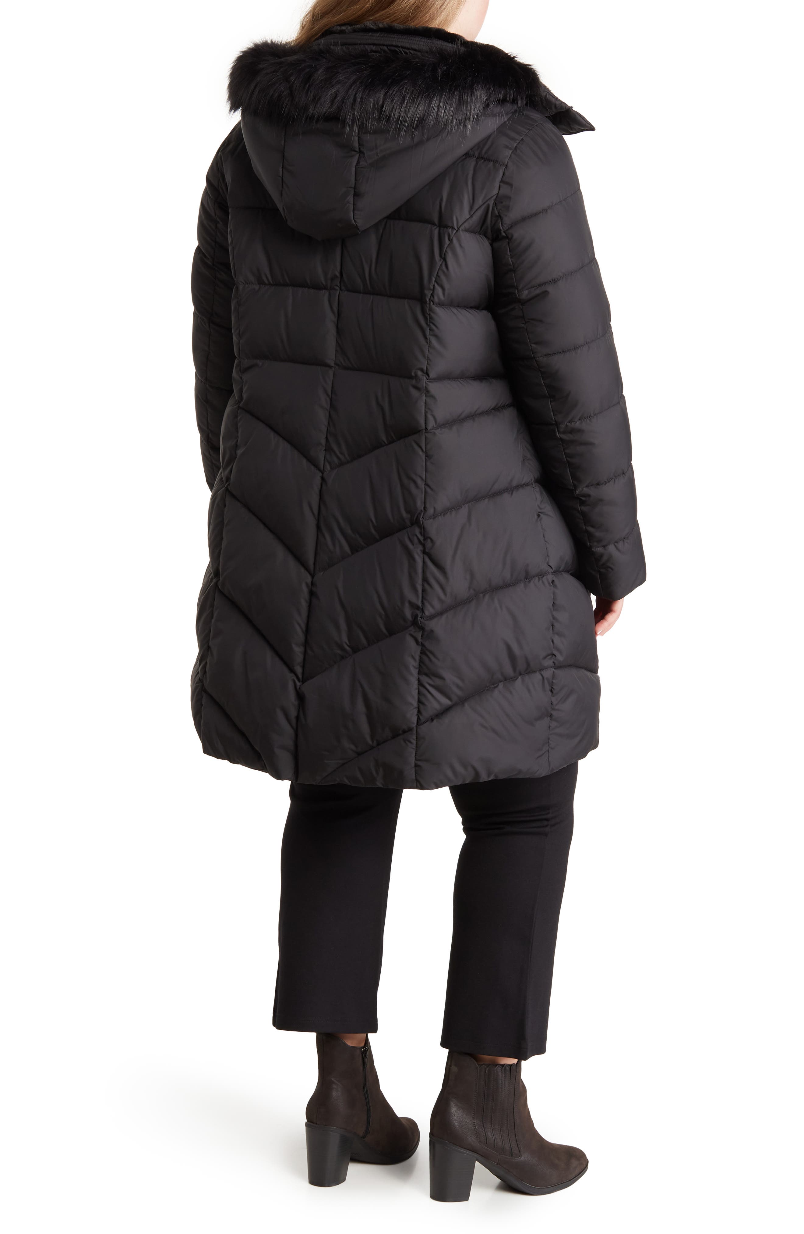 Faux Fur Trim Puffer Jacket 
