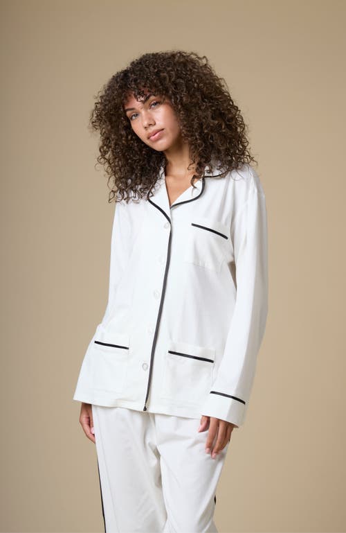 Kip. Kip Luxe Stretch Cotton Pajama Set In Pearl