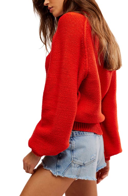 Shop Free People Riley Mock Neck Sweater In Fiery Red