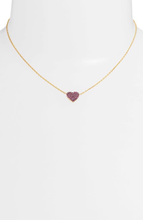 Shymi Mini Pavé Heart Pendant Necklace In Gold/pink
