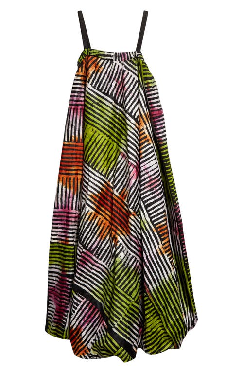 Shop Busayo Ayo Print Balloon Hem Dress In Orange/lime/pink