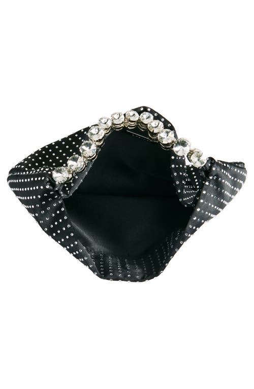 L'alingi Mini Rhinestone Dotted Satin Hobo Bag In Black