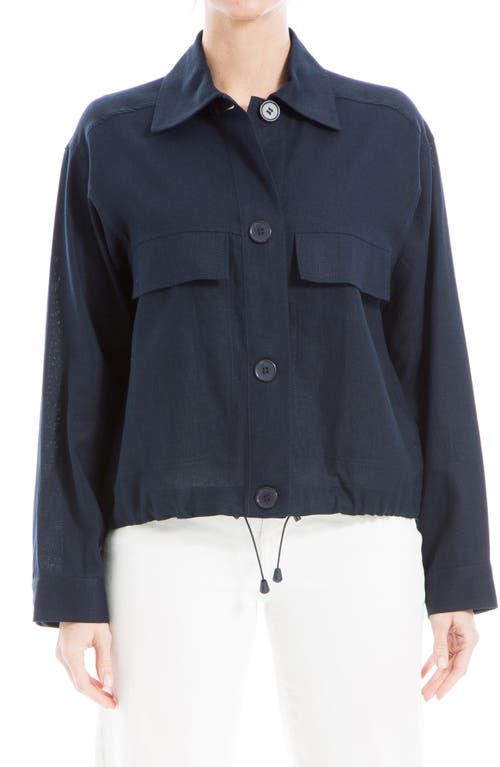 Max Studio Linen-blend Jacket In Navy