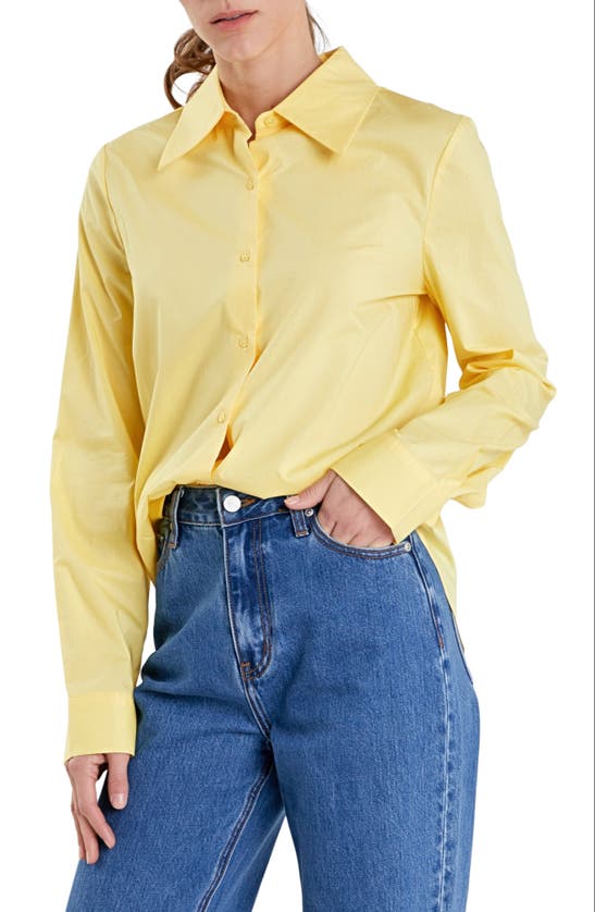 Shop English Factory Accent Collar Poplin Shirt In Creamy Yellow