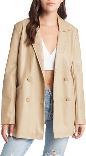 Topshop Oversize Double Breasted Faux Leather Blazer | Nordstrom