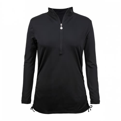 Uv Skinz Long Sleeve Half Zip Ruched Sun Shirt In Black