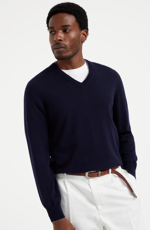 Shop Brunello Cucinelli Cashmere Sweater In Navy Blue