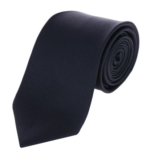Trafalgar Sutton Solid Color Silk Necktie And Pocket Square Combo In Black