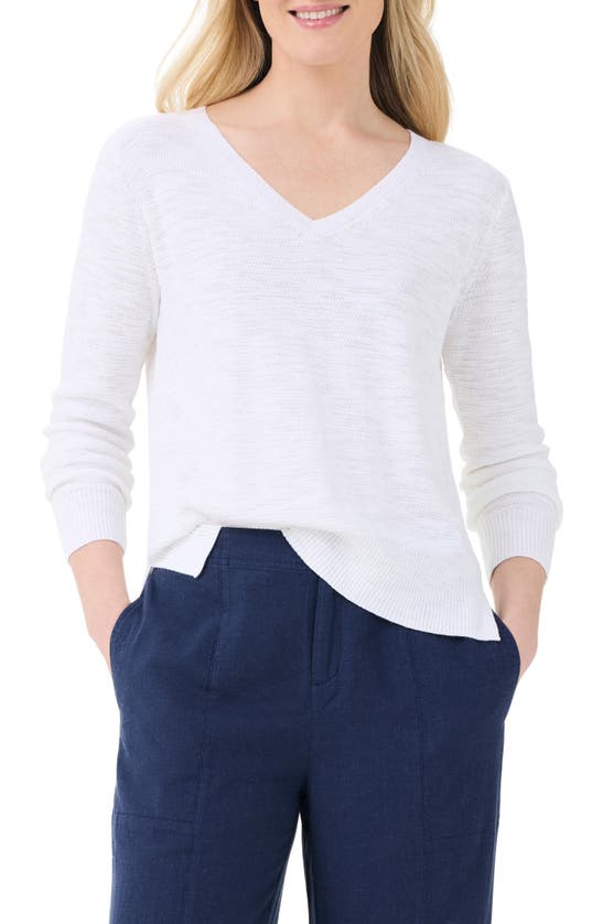 Shop Nic + Zoe Nic+zoe Breezy Open Stitch Sweater In Paper White