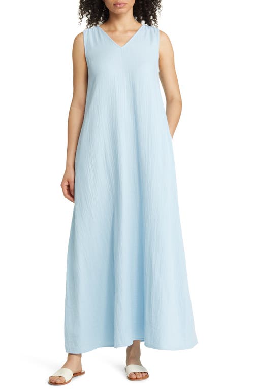 caslon(r) Sleeveless Tie Back Cotton Maxi Dress in Blue Falls