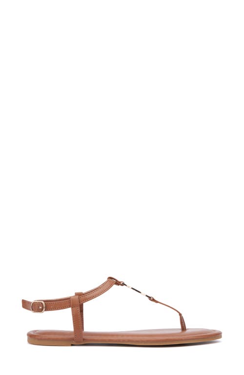 New York And Company Kaia T-strap Sandal In Cognac