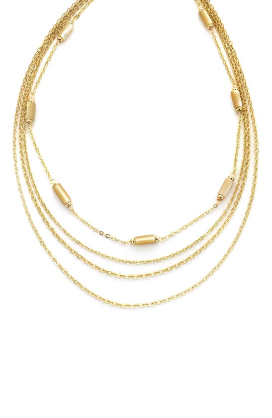Shop Panacea Cylinder Stone Layered Necklace In Beige