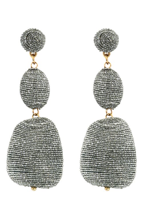 Panacea Metallic Thread Drop Earrings in Silver 