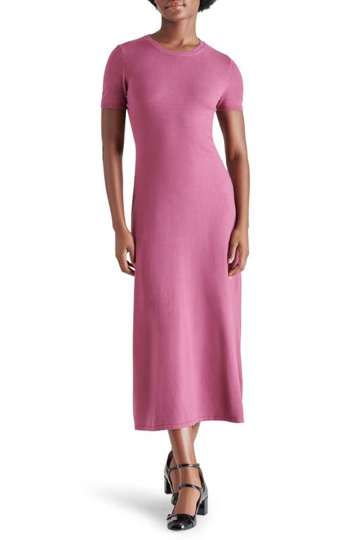 Shop Steve Madden Francis Short Sleeve Maxi Sweater Dress In Autumn Mauve