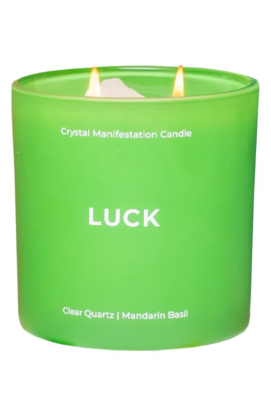 Shop Jill & Ally Luck Clear Quartz Crystal Intention Candle In Bright Green