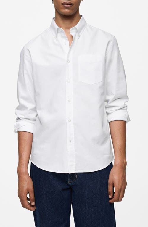 Shop Mango Regular Fit Oxford Button-down Shirt In White