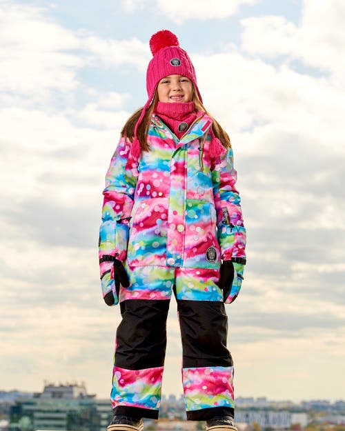 DEUX PAR DEUX DEUX PAR DEUX GIRL'S ONE PIECE SNOWSUIT PRINTED MULTICOLOR BUBBLES 