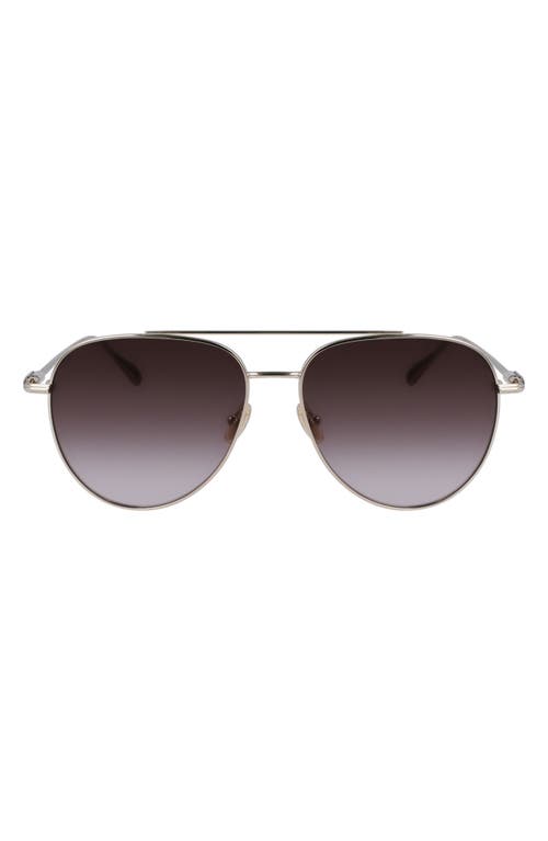Ferragamo Gancini Evolution 61mm Aviator Sunglasses In Gold/brown Gradient