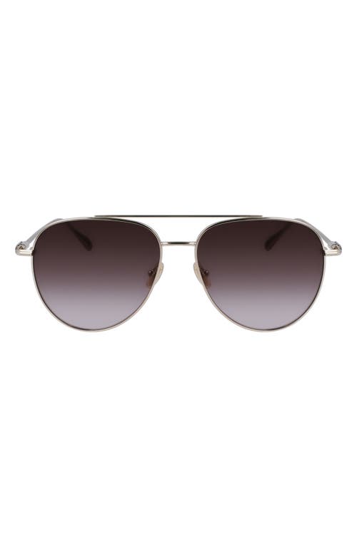 Ferragamo Gancini Evolution 61mm Aviator Sunglasses In Gold/brown Gradient