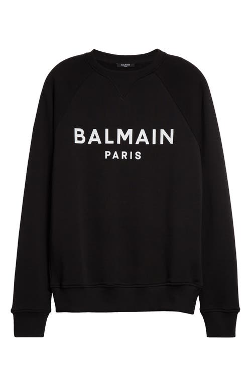 Shop Balmain Logo Raglan Sleeve Organic Cotton Sweatshirt In Black/white