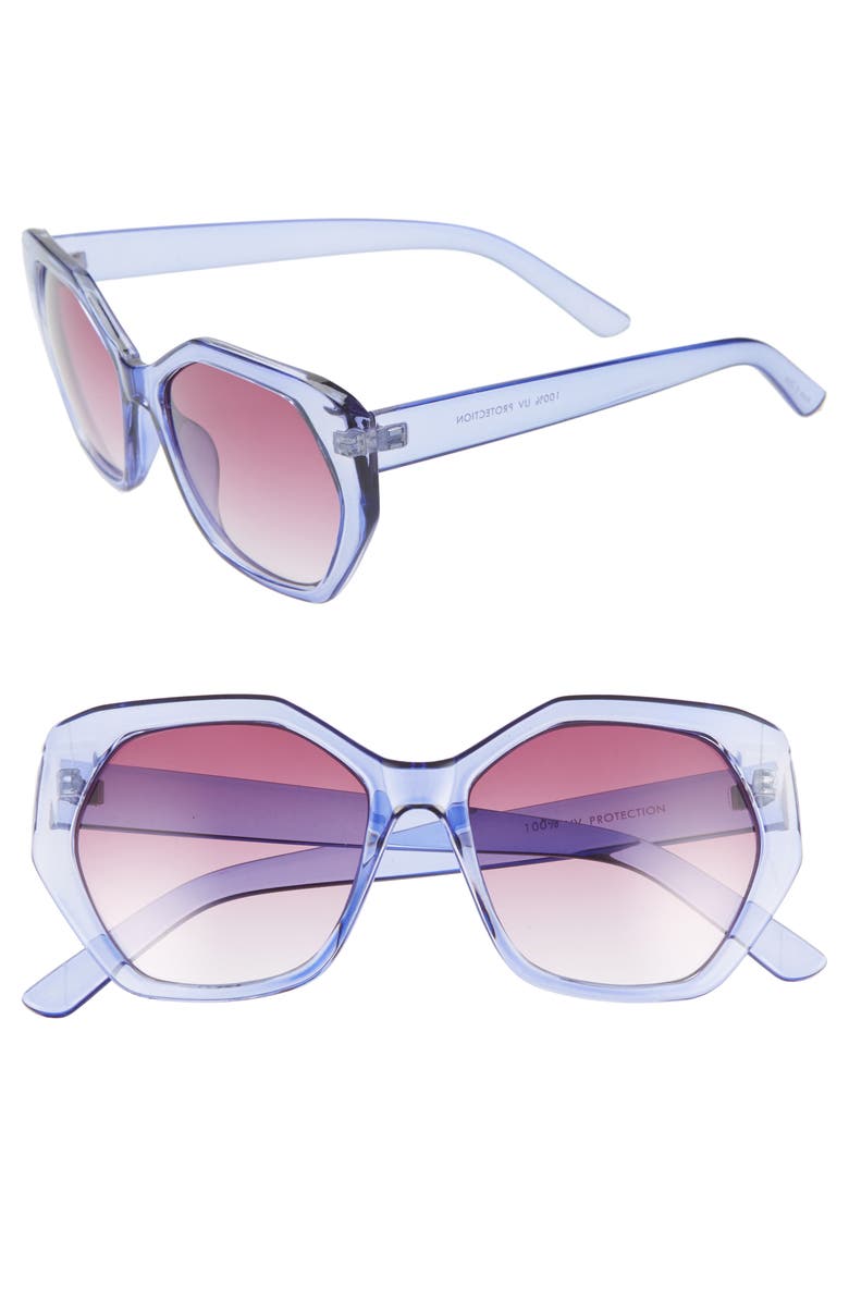 LEITH 55mm Translucent Sunglasses, Main, color, Purple