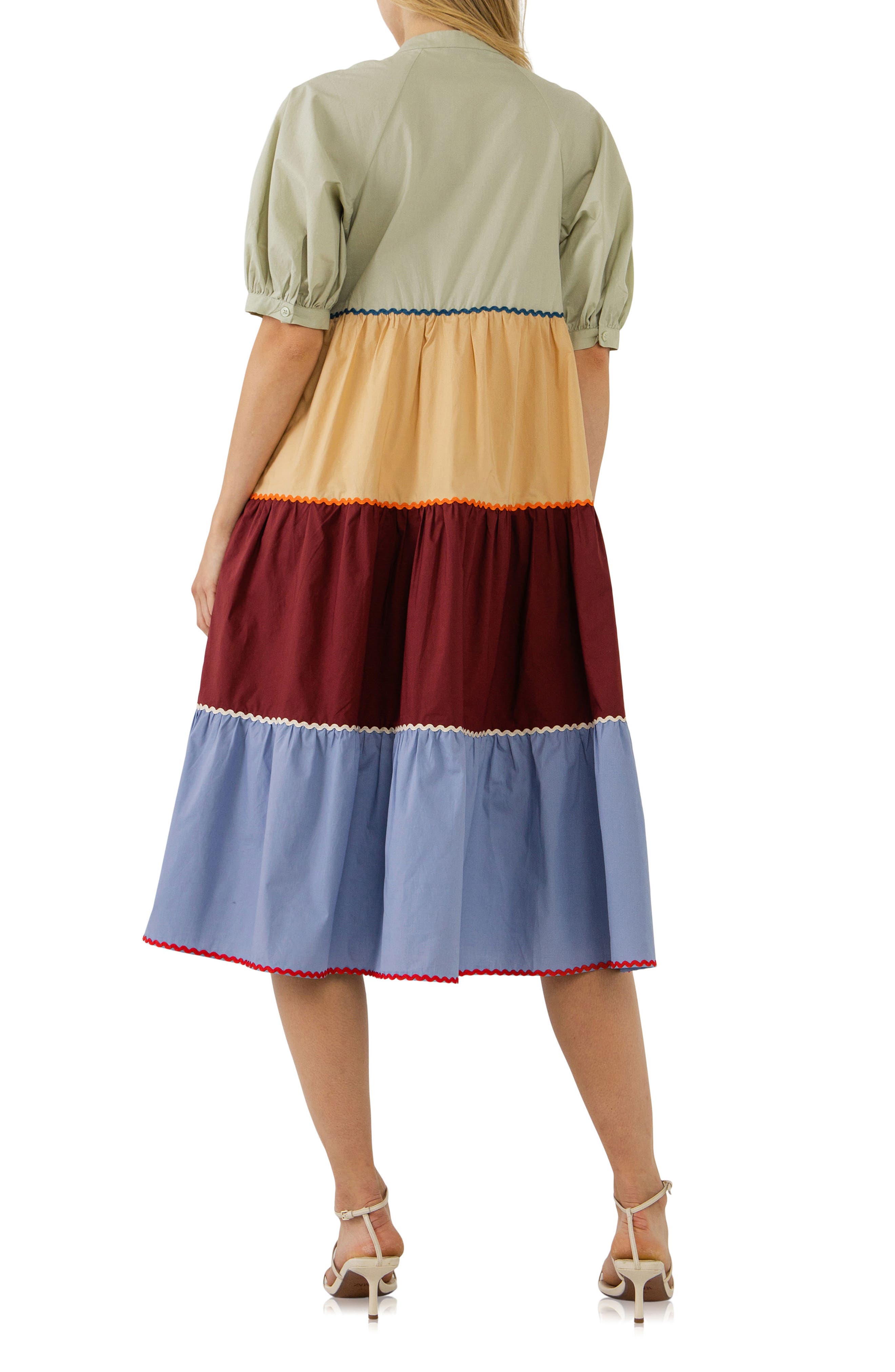 english factory colorblock midi dress
