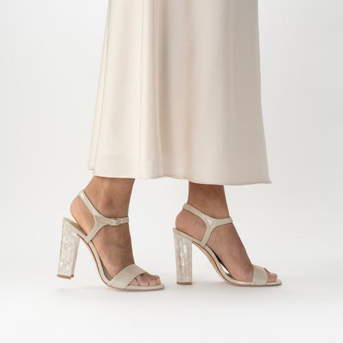 Shop Freya Rose Martina Ankle Strap Pearl Heel Sandal In Champagne