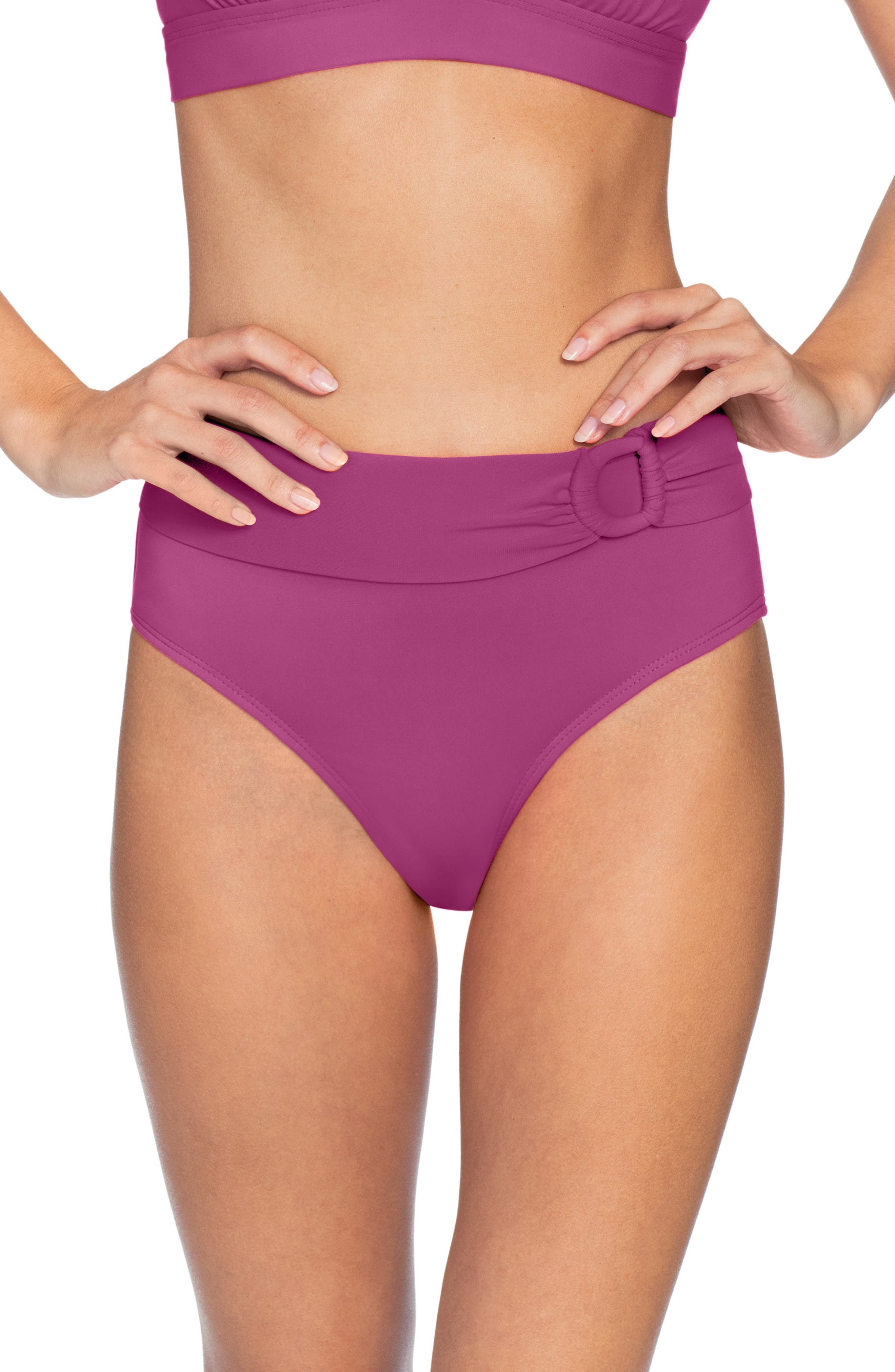 Robin Piccone Kate High Waist Bikini Bottoms, Burgundy