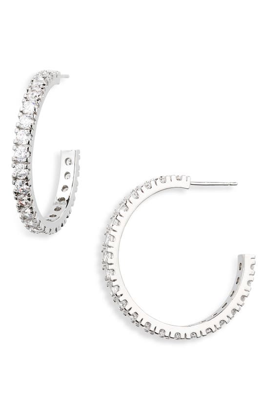 Shop Nordstrom Pavé Cubic Zirconia Hoop Earrings In Clear- Silver