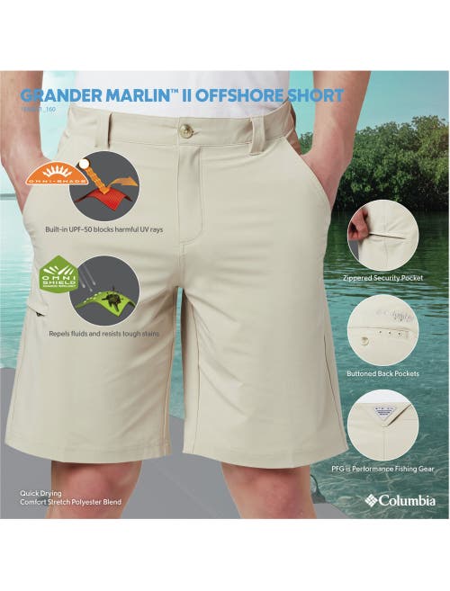 Shop Columbia Pfg Grander Marlin Ii Offshore Shorts In Fossil