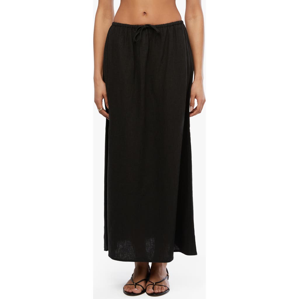 Shop Weworewhat We Wore What Drawstring Linen Blend Maxi Skirt In Black