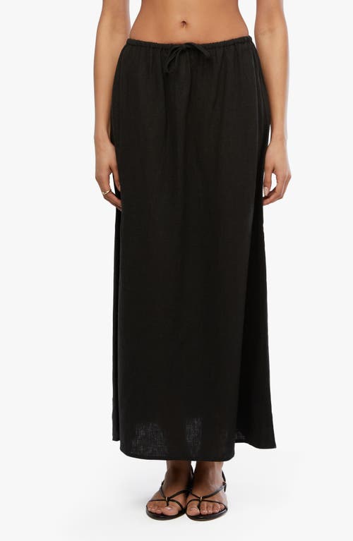 Shop Weworewhat We Wore What Drawstring Linen Blend Maxi Skirt In Black