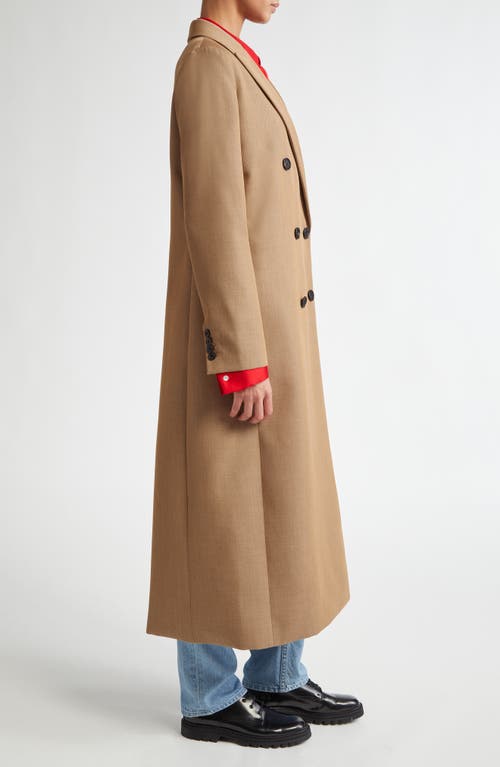 Shop Partow Marcus Double Breasted Wool Gabardine Coat In Almond