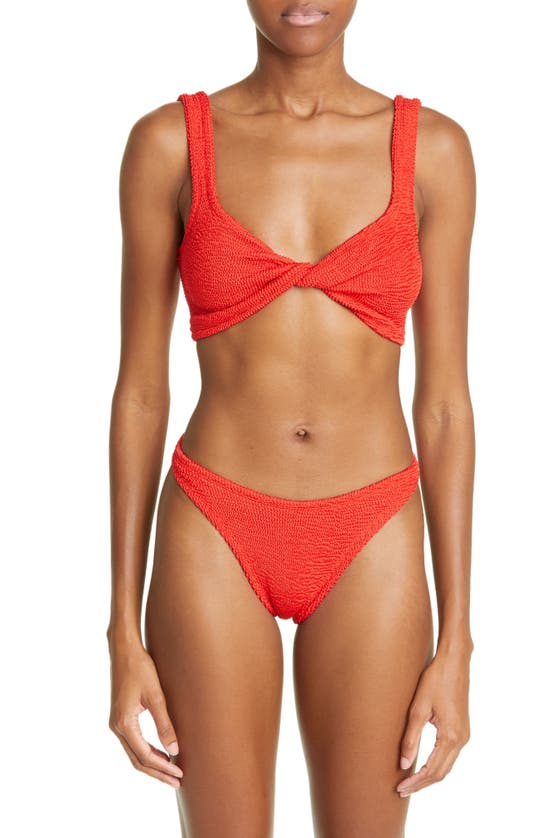Hunza G Jean Crinkle Twist Two-piece Swimsuit In Red