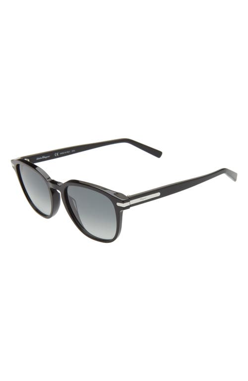 Shop Ferragamo Timeless 53mm Rectangular Sunglasses In Black/blue Gradient