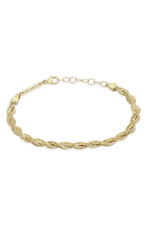 Zoë Chicco Twisted Snake Chain Bracelet in Yellow Gold at Nordstrom, Size 7