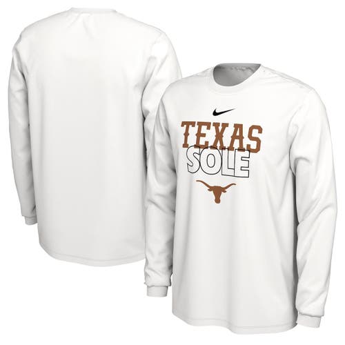 Nike White Texas Longhorns 2023 On Court Bench Long Sleeve T-Shirt