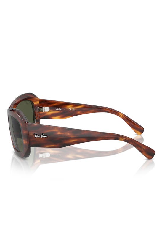 Ray Ban Pillow Beate 56mm Wrap Sunglasses In Striped Havana