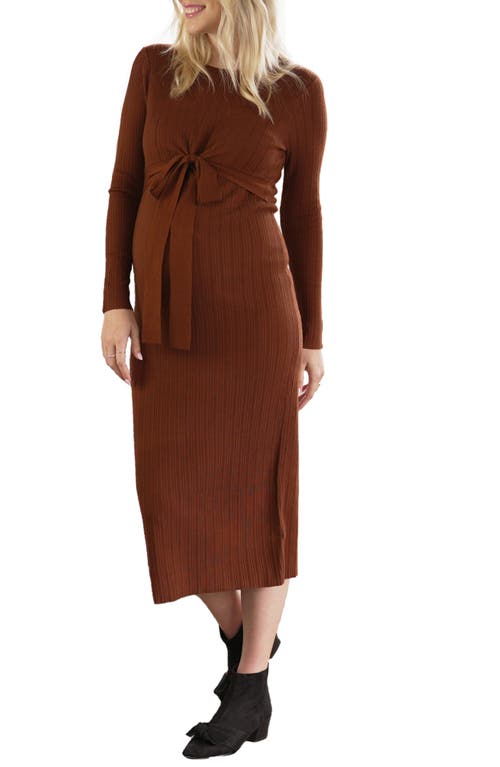 Knit Midi Maternity/Nursing Dress in Walnut